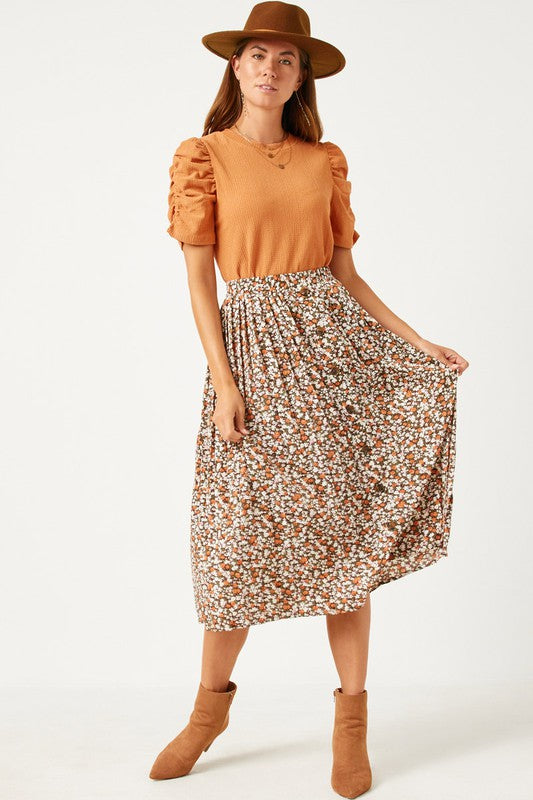 Dare To Dream Button Down Floral Skirt