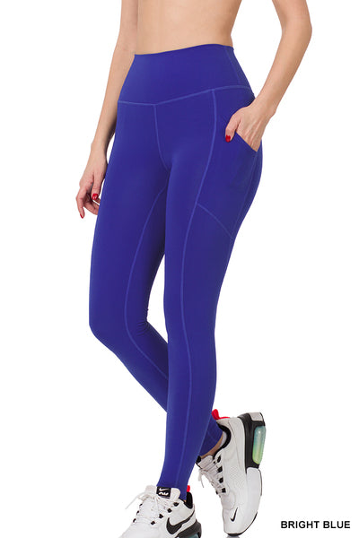 Athletic Wide Waistband Leggings - Bright Blue